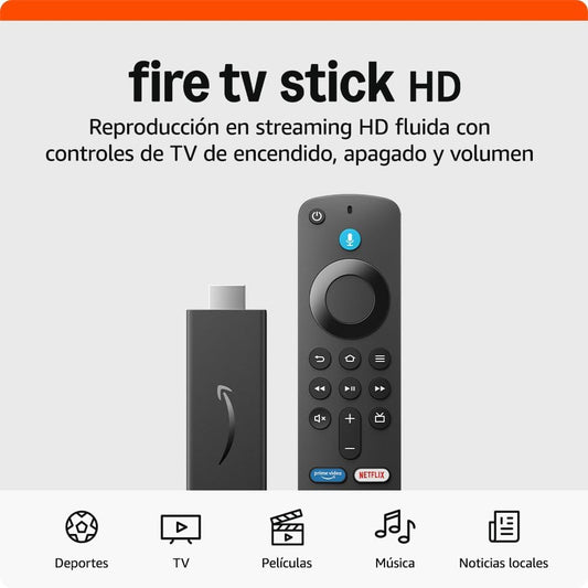 Amazon Fire TV Stick HD (Última Generación) – Streaming Full HD con Mando por Voz Alexa