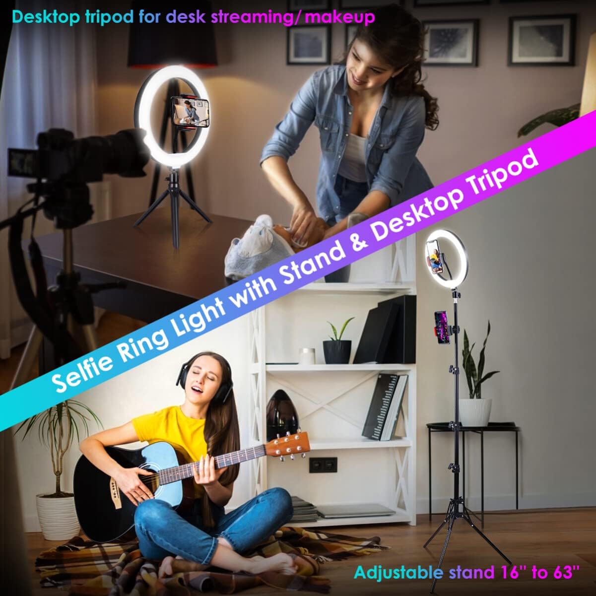 Anillo de luz LED de 10 Pulgadas Con Trípode JY-10RGB YUNLIGHTS