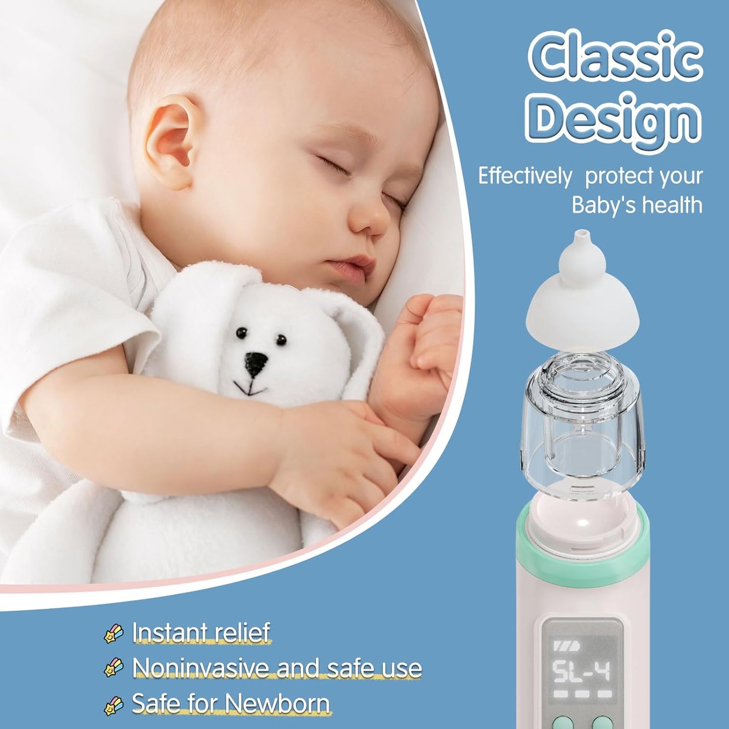 Aspirador Succionador Nasal Recargable Para Bebé Con 5 Niveles y Música Dittybuy