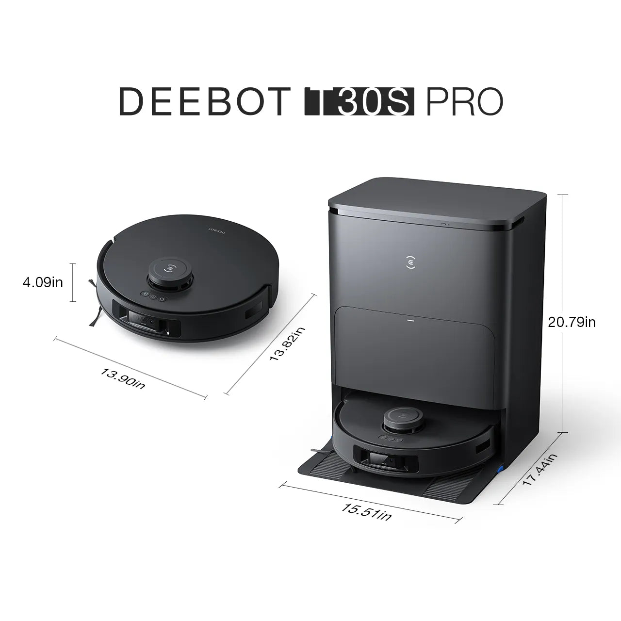 Ecovacs Deebot T30S Pro Gen2 – Robot Aspirador y Fregasuelos 13.500 Pa, Negro Gris Oscuro