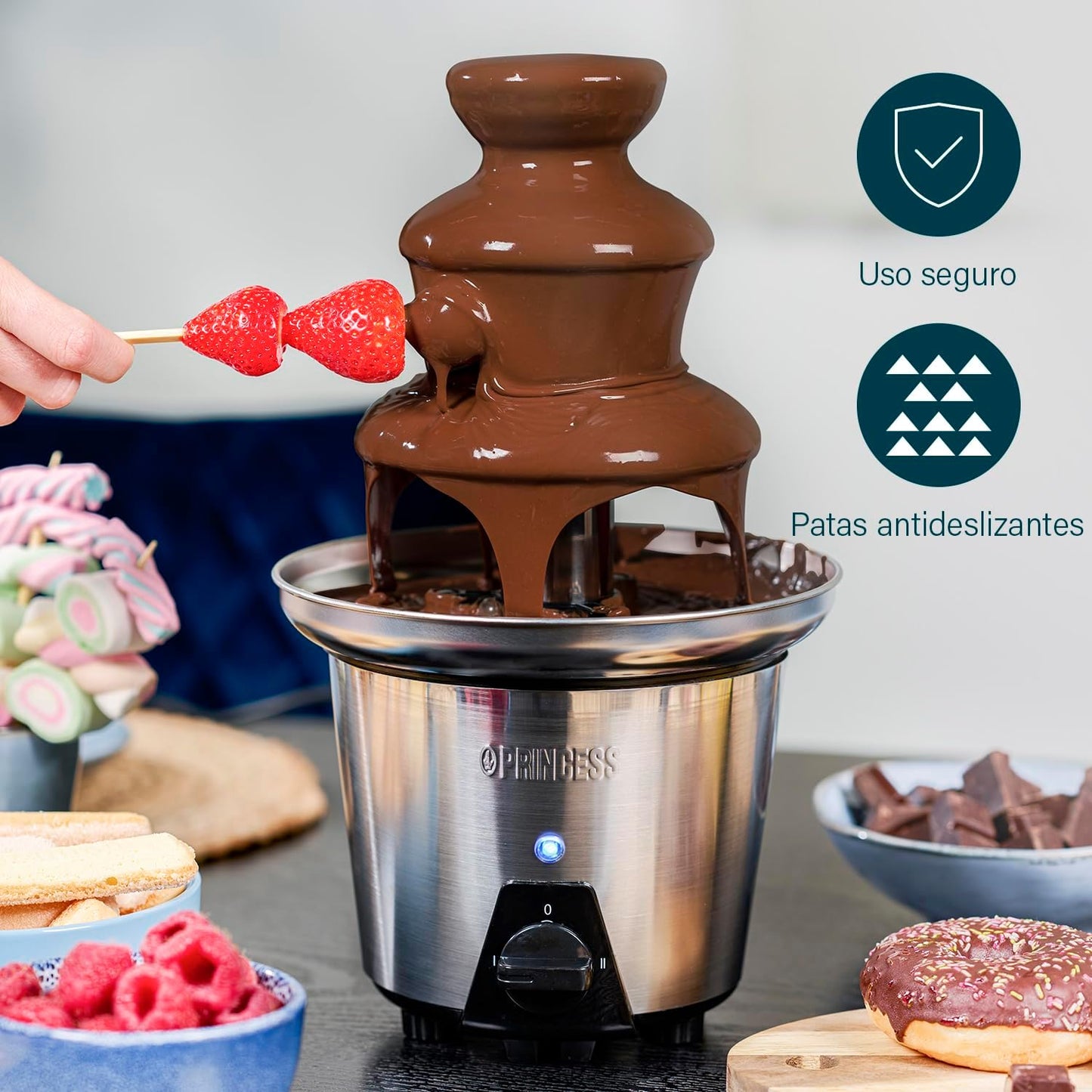 Fuente de chocolate XL con 2 ajustes de potencia, 3 alturas, 0,7 litros de capacidad, 32.5 cm de altura