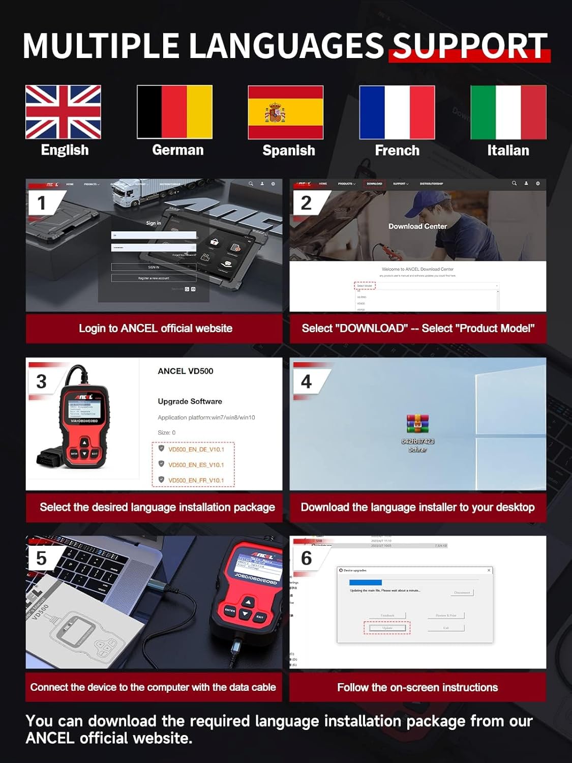 ANCEL VD500 Pro – Escáner OBD2 Profesional | Diagnóstico, Reset Servicio y TPMS