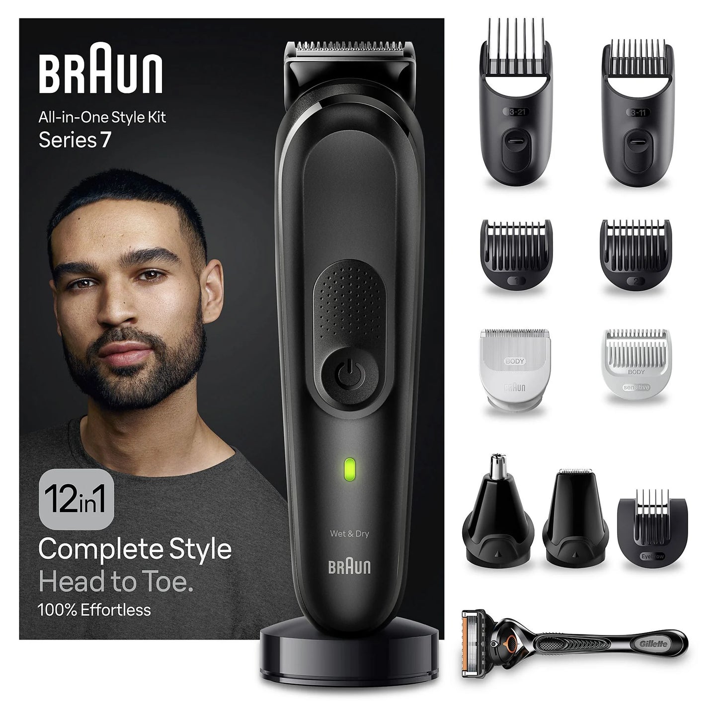 Braun Series 7 MGK7460 - Recortadora Multifunción 12 en 1 para Barba, Cuerpo y Pelo