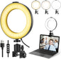 Aro de Luz LED para Portátil con Clip, portabilidad Ring Light,3 Modos Color Ajuste de Brillo 10 Niveles para Selfie, Vlog, Maquillaje, Transmisión en Vivo, Grabación de Video - 6"