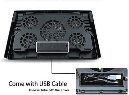 Base de Refrigeración para Ordenador Portátil, 5 Ventiladores Ultrasilenciosos con LED Olliwon