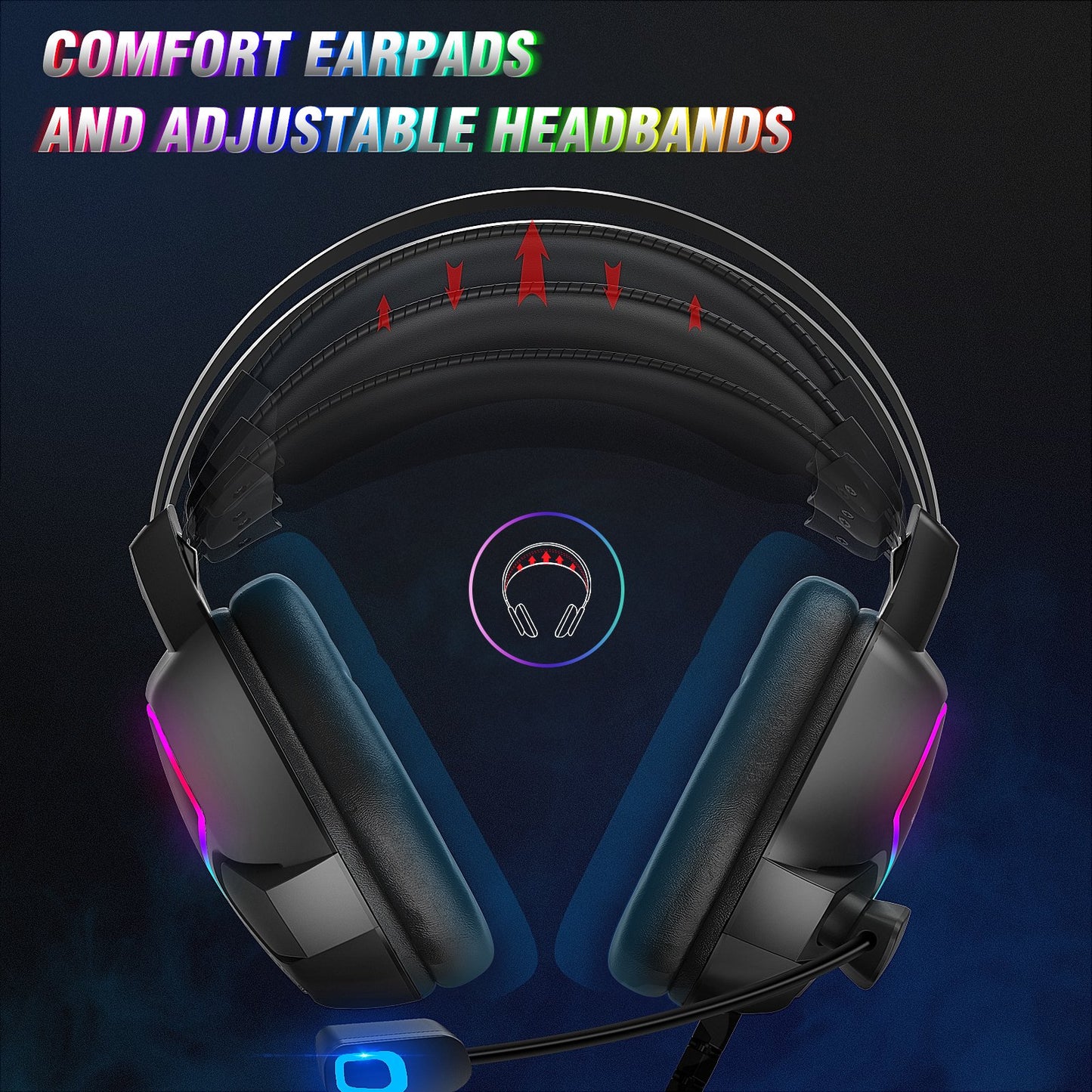 Cascos Auriculares para Juegos con Cancelación de Ruido de Sonido Envolvente 7.1 Luz Flexible Mic RGB 3.5mm Beexcellent