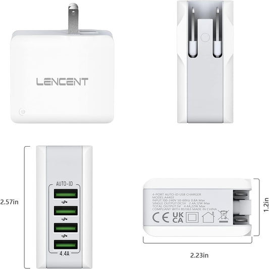 Cargador USB Multipuerto 4.4A 5V Universal LENCET