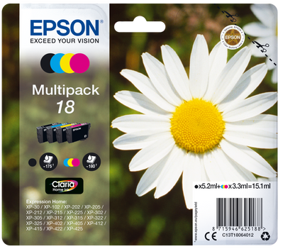 Cartucho De Tinta C13T18064022 Multipack 18 pack 4 colores Epson