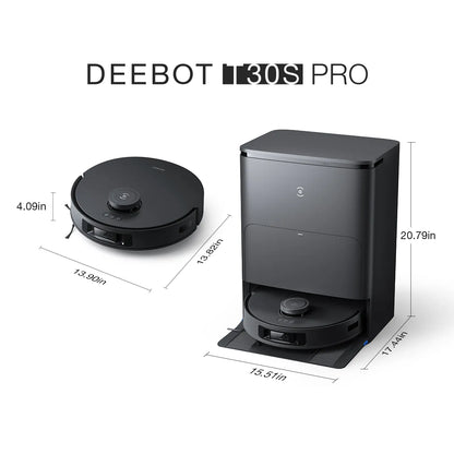Ecovacs Deebot T30S Pro Gen2 – Robot Aspirador y Fregasuelos 13.500 Pa, Negro Gris Oscuro