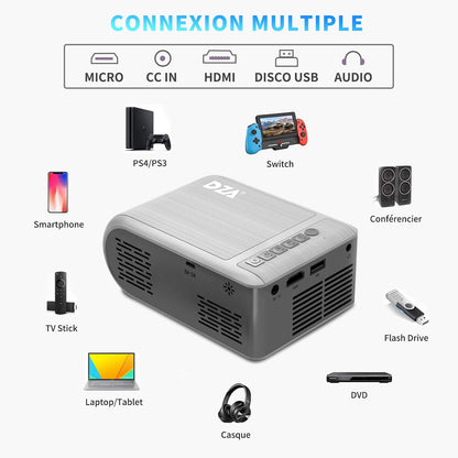 Mini Proyector Portátil Soporta 1080P Full HD DZA