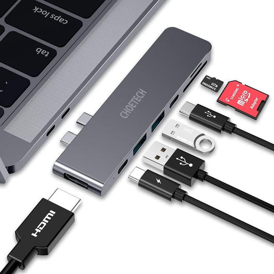 Hub USB-C 7 en 2 para MacBook Pro y MacBook Air | HDMI 4K, Thunderbolt 3, USB 3.0 y Lector SD/TF