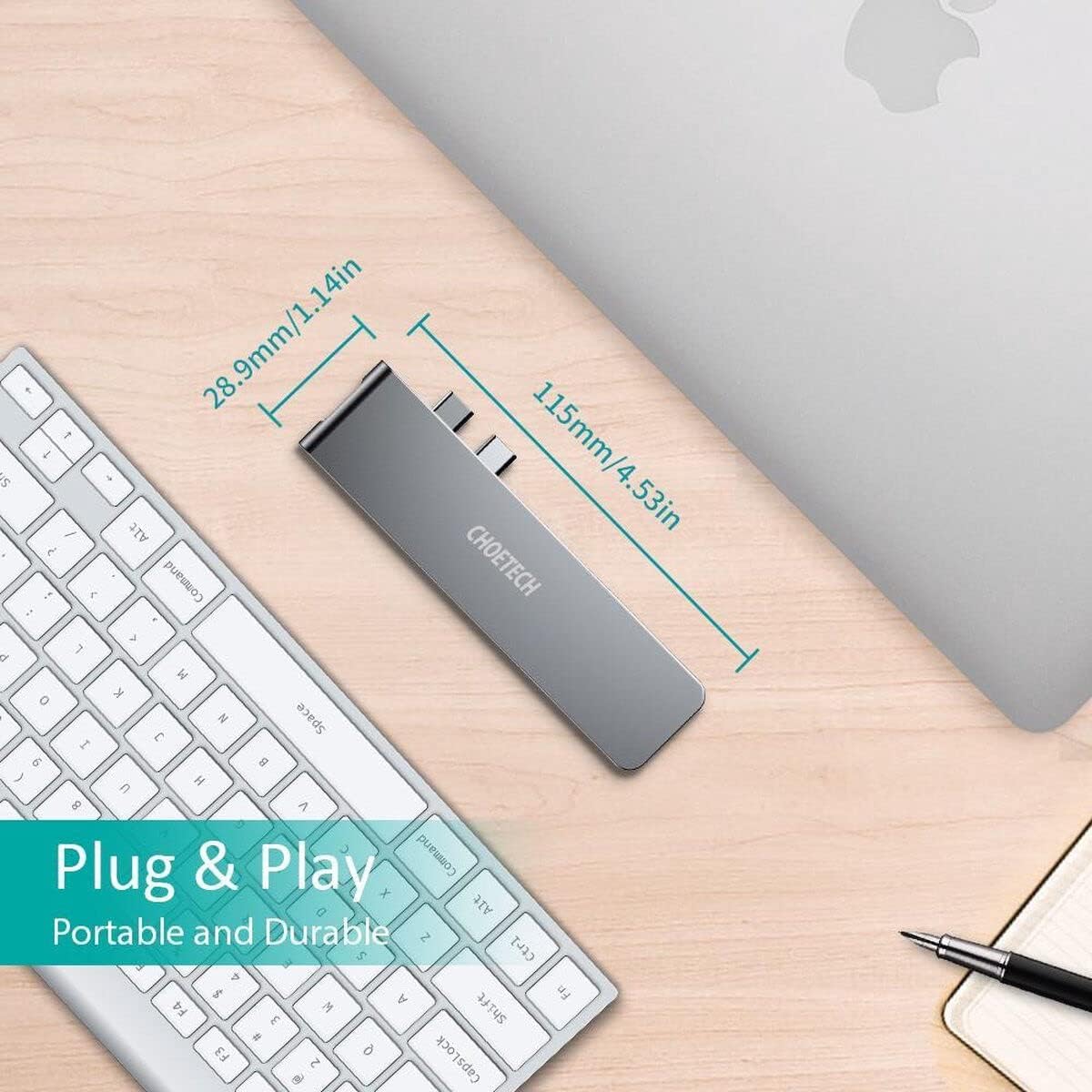 Hub USB-C 7 en 2 para MacBook Pro y MacBook Air | HDMI 4K, Thunderbolt 3, USB 3.0 y Lector SD/TF