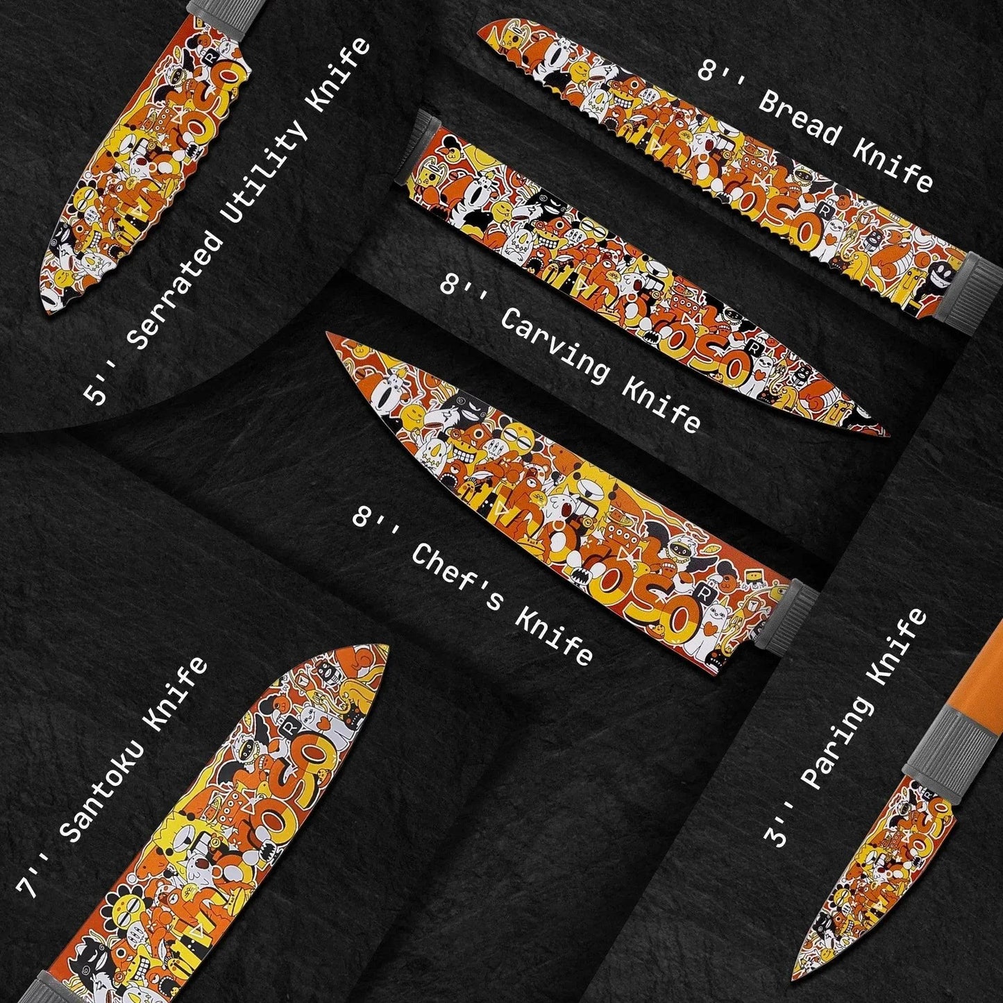 Linoroso Juego de Cuchillos de Cocina 6 Piezas – Diseño Exclusivo “Saklei”, Corte Preciso y Estilo Premium
