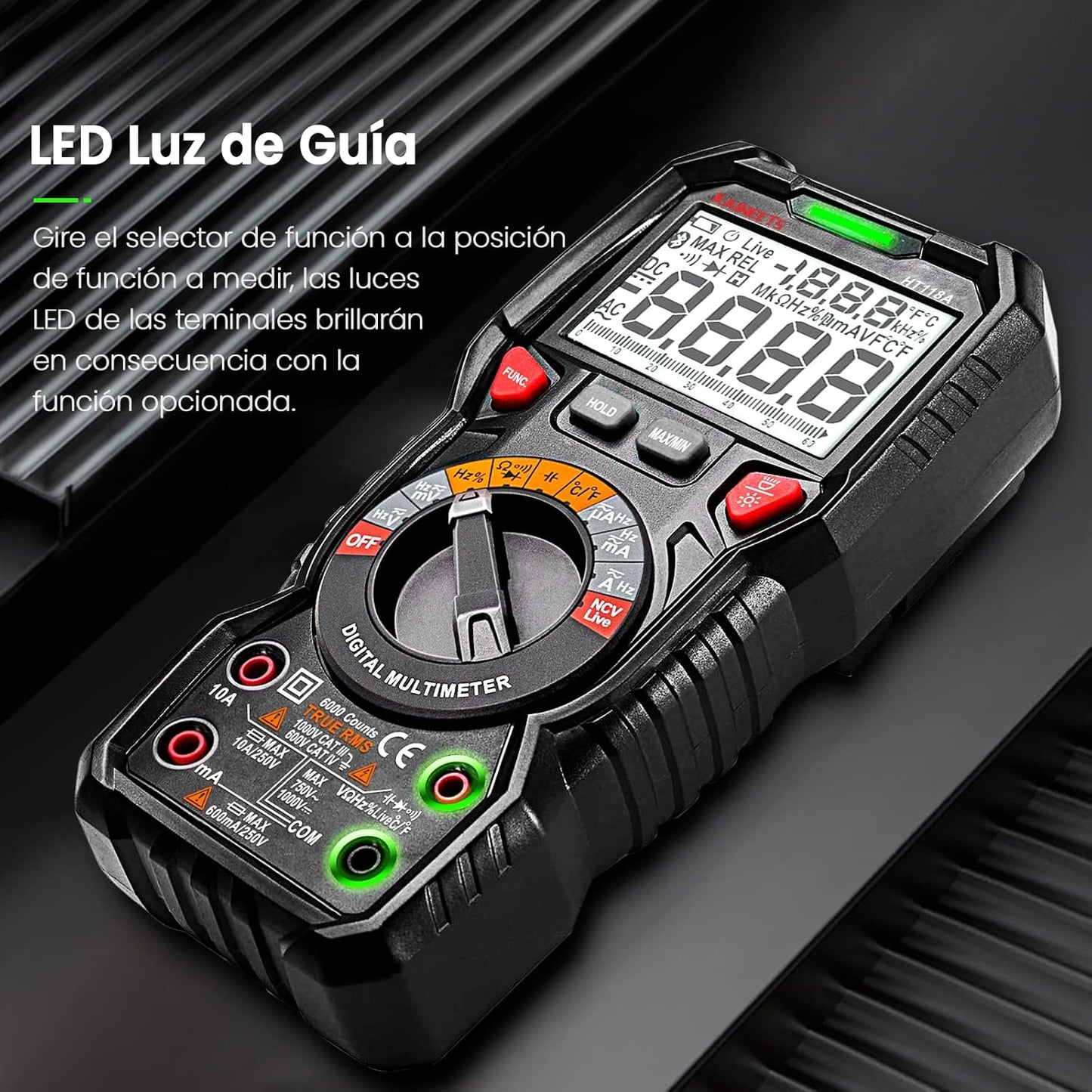 Multímetro automático digital TRMS 6000 Cuentas HT118A KAIWEETS