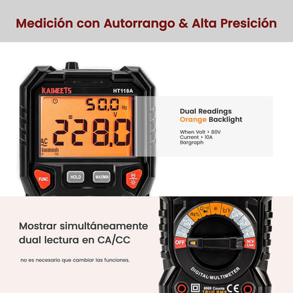 Multímetro automático digital TRMS 6000 Cuentas HT118A KAIWEETS