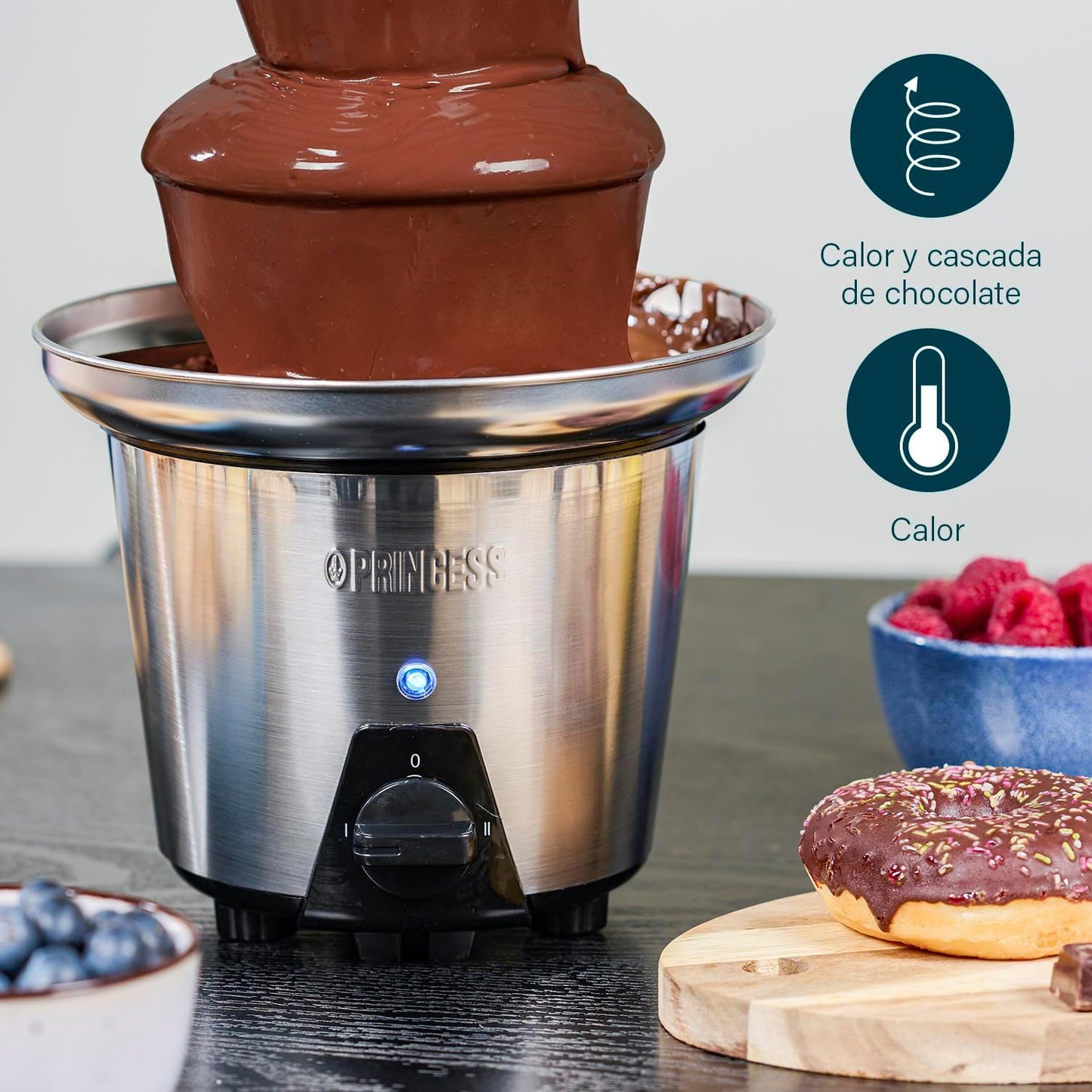 Fuente de chocolate XL con 2 ajustes de potencia, 3 alturas, 0,7 litros de capacidad, 32.5 cm de altura