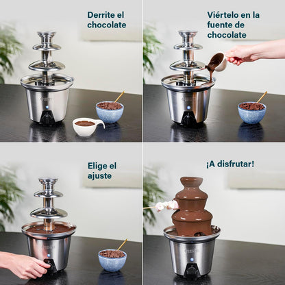 Fuente de chocolate XL con 2 ajustes de potencia, 3 alturas, 0,7 litros de capacidad, 32.5 cm de altura