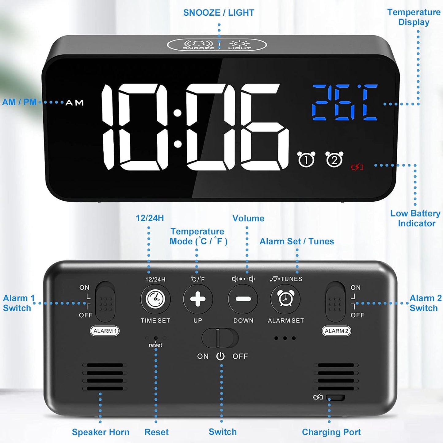 Reloj Despertador Dual Digital