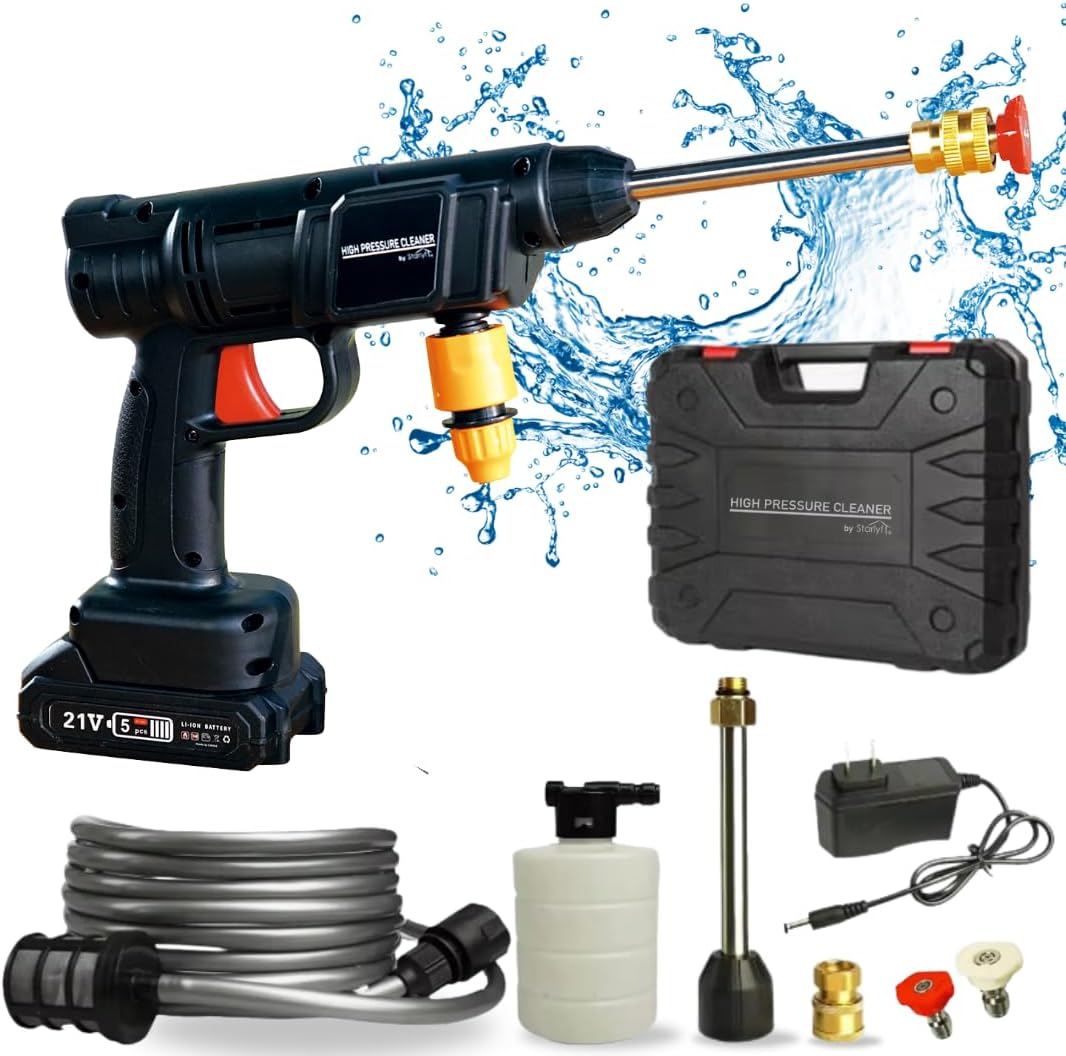 STARLYF Limpiadora a Presión Portátil – Pistola de Agua de Alta Potencia con Accesorios