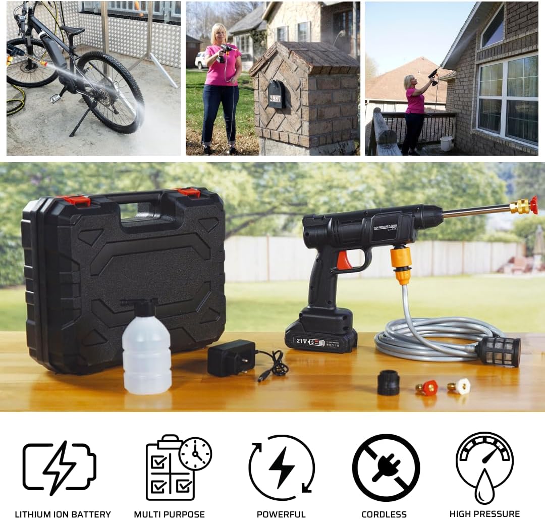 STARLYF Limpiadora a Presión Portátil – Pistola de Agua de Alta Potencia con Accesorios