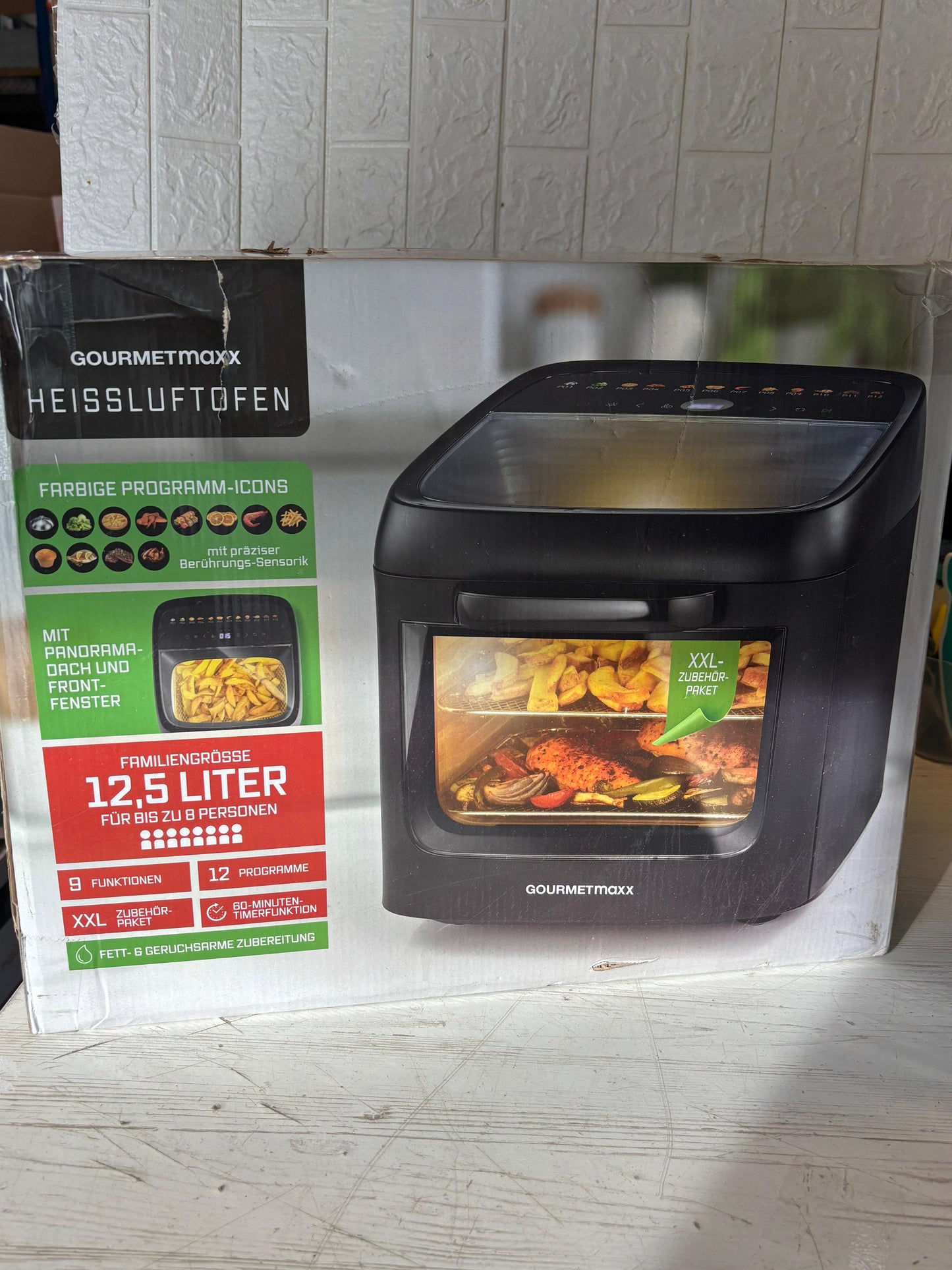 Horno Freidora de Aire GOURMETmaxx 12.5L | 9 en 1 con Visión Panorámica XXL