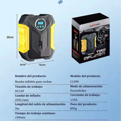 Compresor De Aire Portátil Para Automóvil Digital Con Luces LED CARSUN