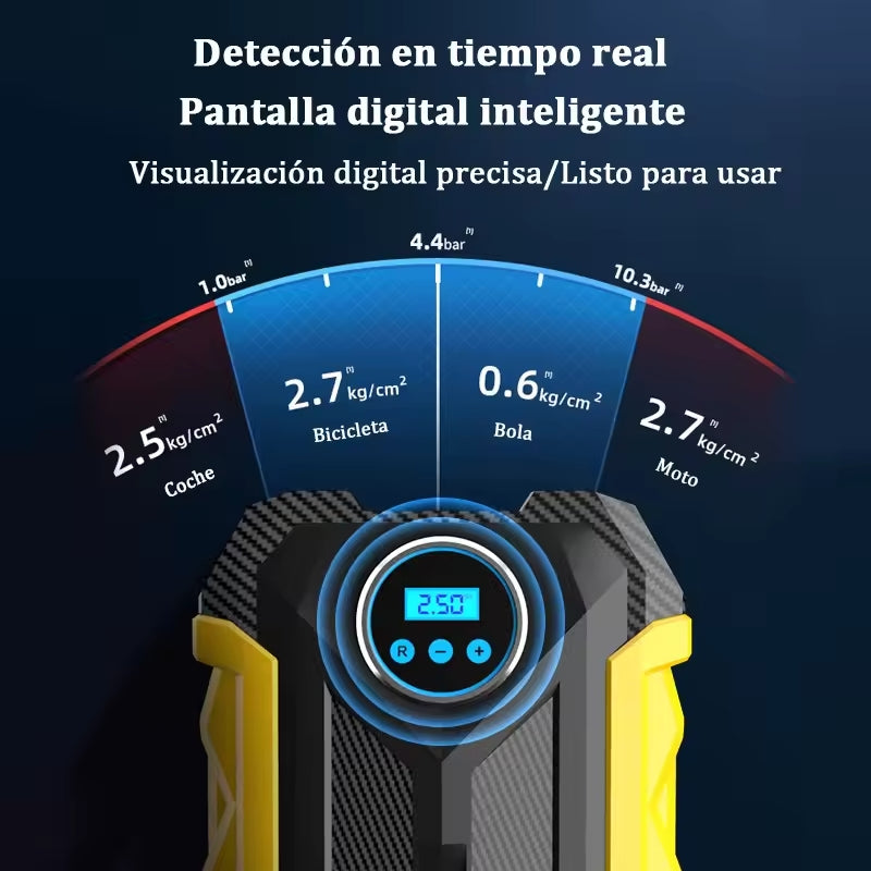 Compresor De Aire Portátil Para Automóvil Digital Con Luces LED CARSUN