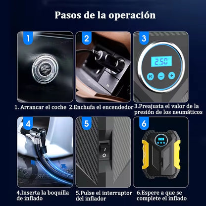 Compresor De Aire Portátil Para Automóvil Digital Con Luces LED CARSUN