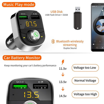 Transmisor FM Bluetooth De Radio Inalámbrico Para Automóvil